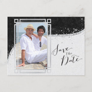 Postale Faire-part Photo Gay noir et argent Enregistrer la carte post