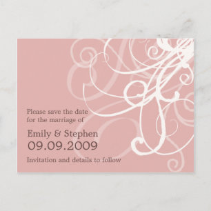 Postale Faire-part Pink Pastel Swirls ・ Enregistrer la date Carte pos