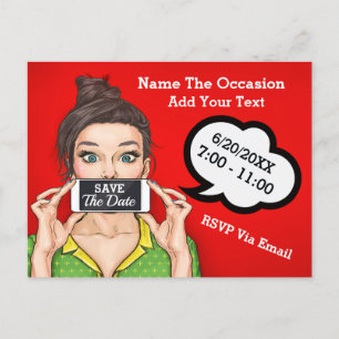Postale Faire-part Pop Art - Enregistrer La Carte Date Post - Voir Re