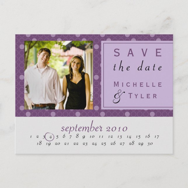 Postale Faire-part Purple Circle Enregistrer la carte Date (Devant)