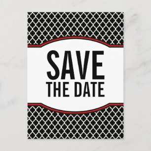 Postale Faire-part Red Elegant Quatrefoil Enregistrer la date Carte p