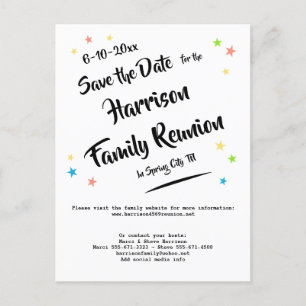 Postale Faire-part Réunion de famille Fun Stars ou carte de sauvegard