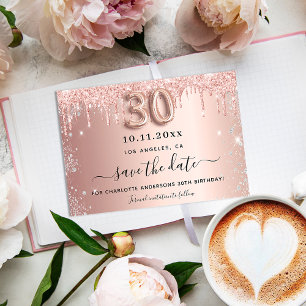 Postale Faire-part rose gold argent anniversaire 30 ans carte de sauv