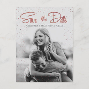 Postale Faire-part Rose Gold Faux Foil Enregistrer la date Carte post