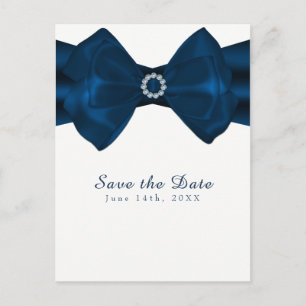 Postale Faire-part Ruban Bleu & Diamants Élégant Glamour Carte de Rés