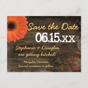 Postale Faire-part Rustic Daisy Grange Bois Enregistrer La Date Carte