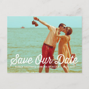 Postale Faire-part Rustic Retro Typographie Enregistrer la date Carte