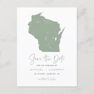 Postale Faire-part Sage Green Wisconsin Carte Moderne Enregistrer la