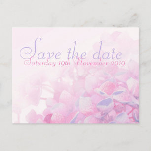 Postale Faire-part Sauver la date carte de mariage hortensia rose vio