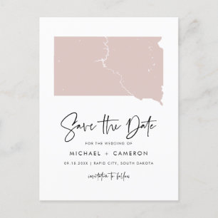 Postale Faire-part Script de carte du Dakota du Sud rose vif Enregist