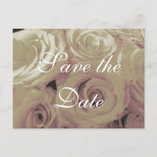 Postale Faire-part Sepia Vintage look Roses Enregistrer la carte post