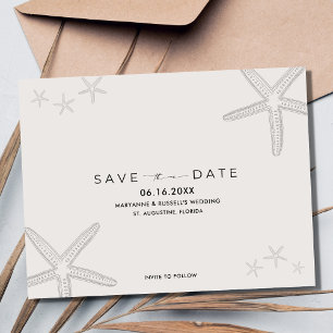 Postale Faire-part Starfish Beach Wedding Enregistrer la date Carte p