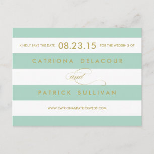 Postale Faire-part Stripes classiques Mint Enregistrer la carte posta