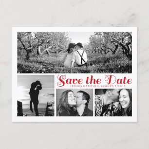 Postale Faire-part Style Blanc Enregistrer La Date Collage Carte Post