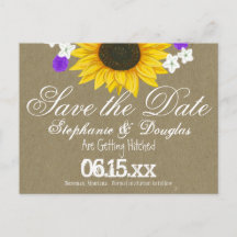 Tournesol rustique Kraft Enregistrer la date Carte