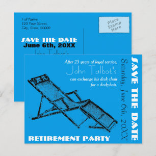 Postale Faire-part Transat Retraite Party Enregistrer la date carte p