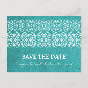 Postale Faire-part Turquoise moderne Bohême Enregistrer la date Carte