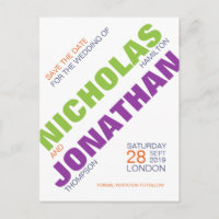 Typographie moderne Gay Enregistrer la date Carte 