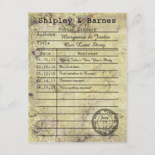 Postale Faire-part Vintage Floral Grunge Library Carte Enregistrer La