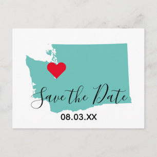 Postale Faire-part Votre carte de Washington en forme de couleurs Enr
