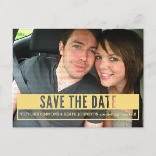 Postale Faire-part Yellow Modern Cut Out Enregistrer la date Carte po