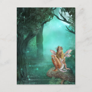 Postale Fairy assis sur une patte de champignon Carte post