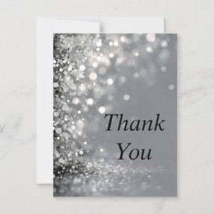 Postale Falling Silver Confetti on Grey Carte de remerciem