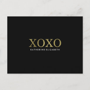 Postale Faux Gold Foil sur Carte de remerciements plat XOX
