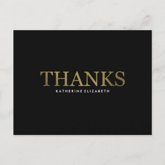 Postale Faux Gold Foil sur noir - Carte de remerciements p