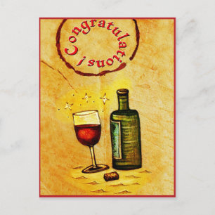 Postale Félicitations ! carte de vin