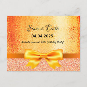 Postale Fête d'anniversaire nœud doré carte de sauvegarde 