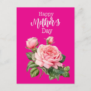 Postale Fête des mères avec carte rose