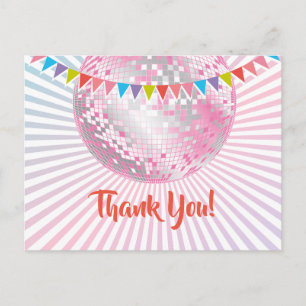 Postale fête disco, paillettes, danse, carte de remercieme