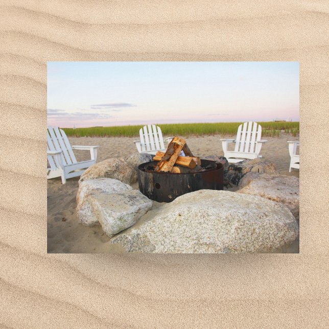 Postale Feu de camp de plage au crépuscule Cape Cod Carte  (Créateur téléchargé)