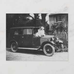 Postale Filles en voiture Vieux noir & blanc Image - Carte