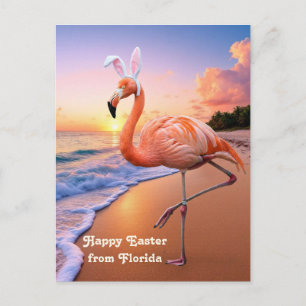 Postale Flamant rose Bunny Ears vie Carte de Pâques