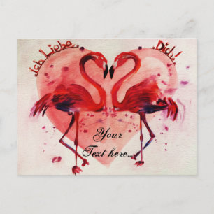 Postale Flamant rose/Coeur - Carte postale/Vorlage