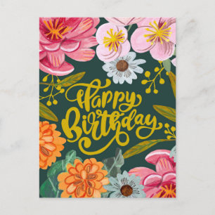 Postale Fleur folklorique Carte de voeux Anniversaire