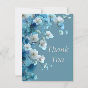 Postale Fleurs bleues et blanches sur Carte de remerciemen