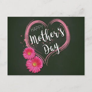 Postale Fleurs de Coeur Rose Fête des Mères - Carte postal