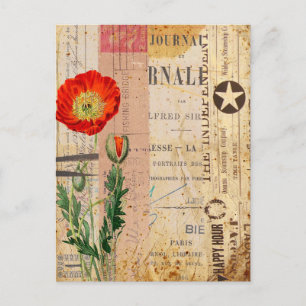 Postale Fleurs de pavot Vintage moderne collage art Carte 