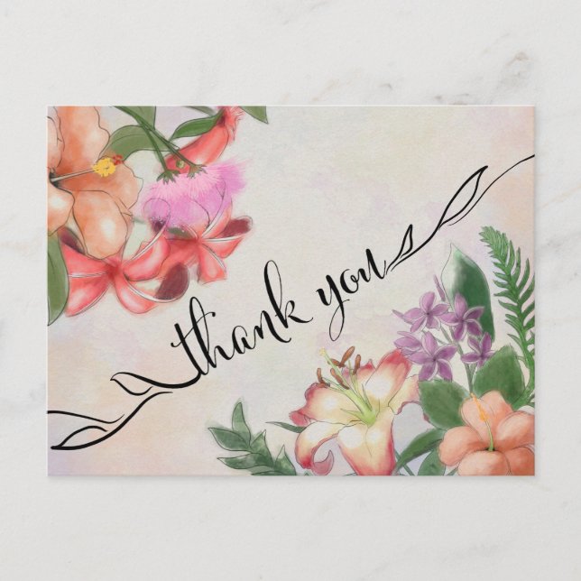Postale Fleurs Hawaïennes Carte de Remerciement (Devant)