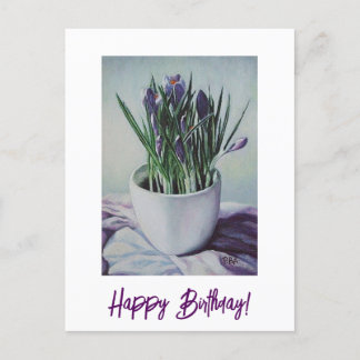 Postale Fleurs violettes dans une tasse peinture carte d'a