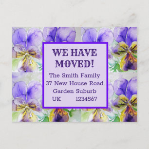 Postale Fleurs violettes Nouvelle Adresse Carte Postale, N
