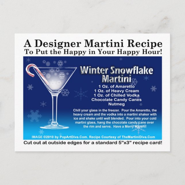 Postale Flocon de neige - Noël Martini Recette Carte posta (Devant)