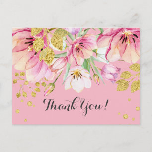 POSTALE FLORAL, CARTE DE REMERCIEMENTS D'ANNIVERSAIRE