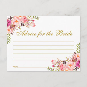 Postale Floral Rose Blush Gold Fête des mariées Carte cons
