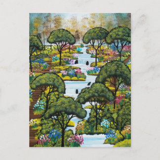 Postale FOLK ART Early Morning PAR LORI EVERETT carte post