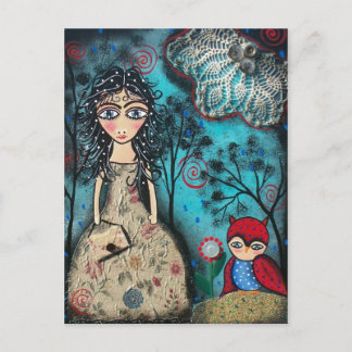 Postale FOLK ART My Little Friend BY LORI EVERETT carte po