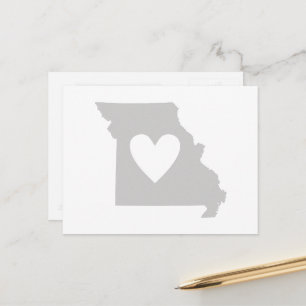 Postale Forme de la carte d'état gris du Missouri avec déc